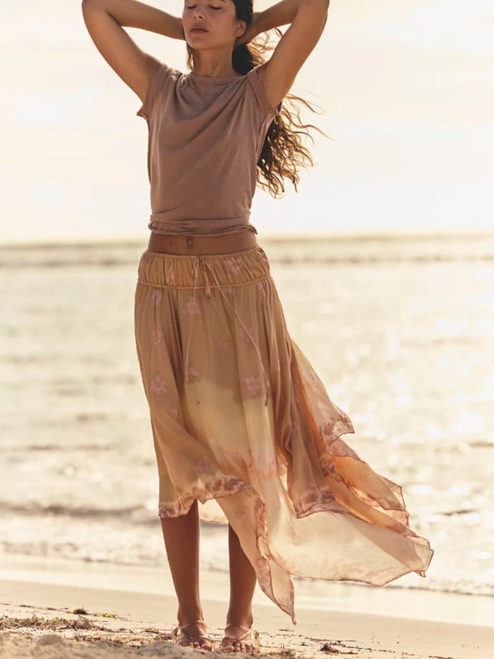 Free People Women's Kaia Asymmetrical Skirt In Desert Mirage - Size XL  NWOT
